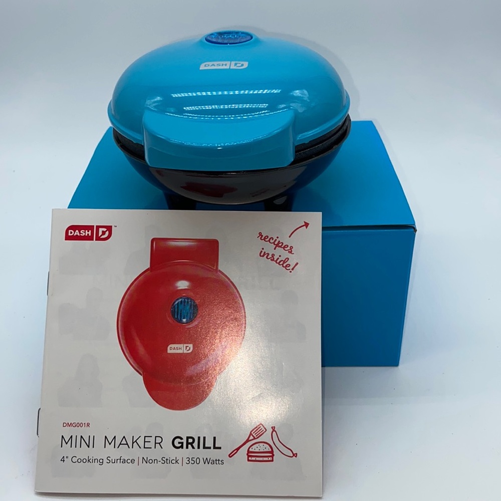 Dash Mini Maker Grill Turquoise with Recipe Booklet Personal Size